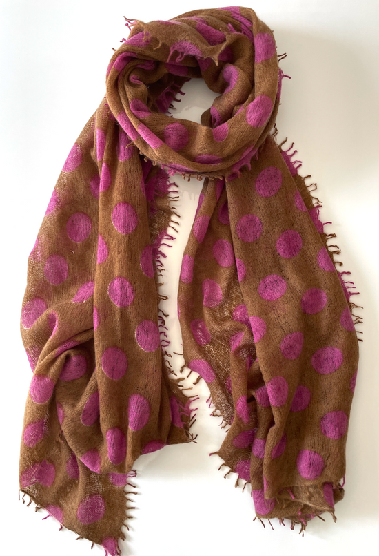 Cashmere Shawl DOTS - Tawny/Pink