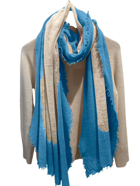 Cashmere Shawl TESSA Edge - Lagoon